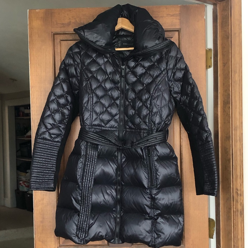 BCBGMaxazria Long Puffer Coat; Medium